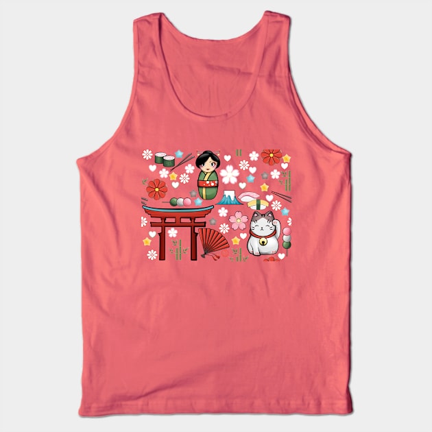 Myriade de Japonais - Plethora of kawaii Japanese motifs Tank Top by SamInJapan